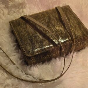 Stuart Weitzman Gold Snake Print Crossbody Bag